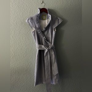 Elizabeth McKay blue seersucker wrap dress